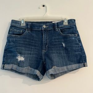 Cosmic Blue Love Shorts - Distressed w/ rolled hem - Medium/Dark Blue - Size 29